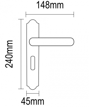 Χερούλι πόρτας αντικέ πλάκα ορείχαλκος 06.1030 Viometale - Διαστάσεις
