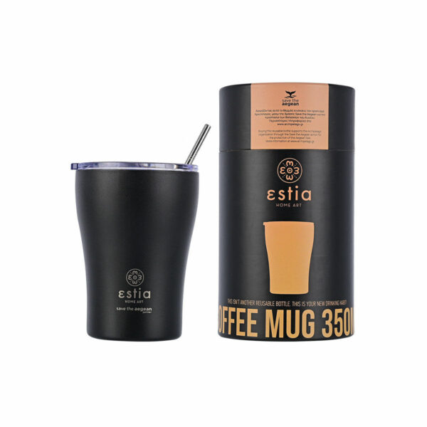 Estia Θερμός Coffee Mug Save The Aegean 350ml Black